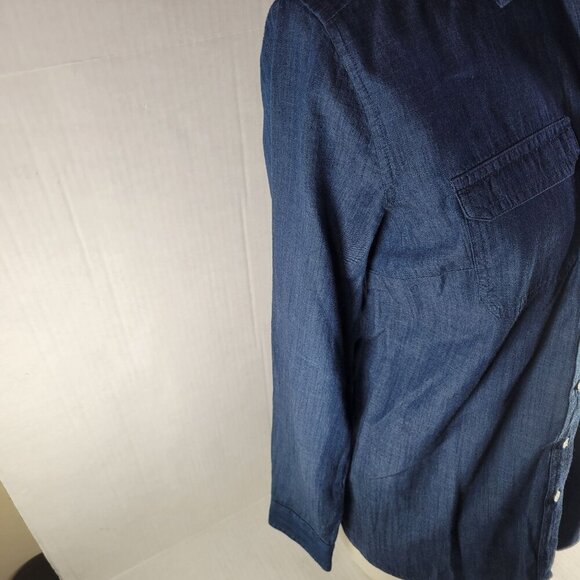 Ann Taylor Loft Women Cotton Denim Button-Up Long-Sleeve Shirt Size XS - Picture 4 of 12